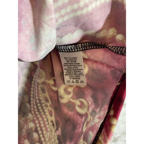 Simonton Says Shirt XS Gold Chain Pink Snake Print Ruched Side Top 8456 - Picture 6 of 6